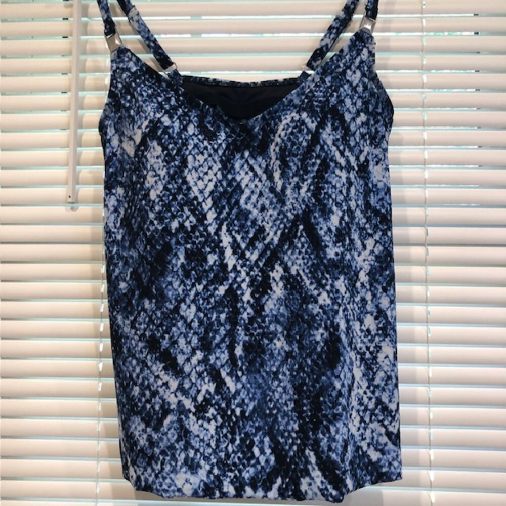 Women’s Black and Blue Tankini Swim Top Size M Pre-Owned. - Picture 4 of 14